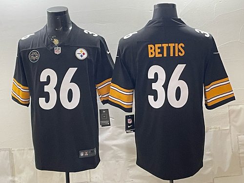 Men's Pittsburgh Steelers #36 Jerome Bettis Nike Black 2026-27 Commemorative Patch Football Jersey PIT12