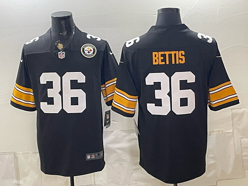 Men's Pittsburgh Steelers #36 Jerome Bettis Nike Black 2026-27 Commemorative Patch Football Jersey PIT13