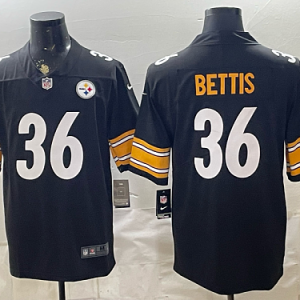 Men's Pittsburgh Steelers #36 Jerome Bettis Nike Black 2026-27 Commemorative Patch Football Jersey PIT14