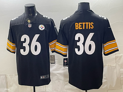 Men's Pittsburgh Steelers #36 Jerome Bettis Nike Black 2026-27 Commemorative Patch Football Jersey PIT14