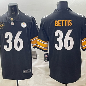 Men's Pittsburgh Steelers #36 Jerome Bettis Nike Black 2026-27 Commemorative Patch Football Jersey PIT15