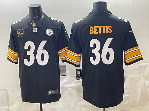 yp252597700-nfl-pit-015 Men's Pittsburgh Steelers #36 Jerome Bettis Nike Black 2026-27 Commemorative Patch Football Jersey PIT15