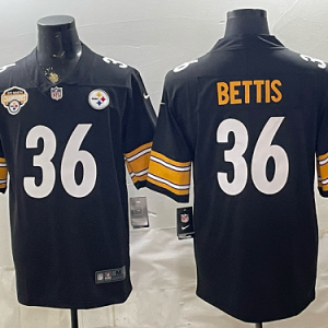 Men's Pittsburgh Steelers #36 Jerome Bettis Nike Black 2026-27 Commemorative Patch Football Jersey PIT16