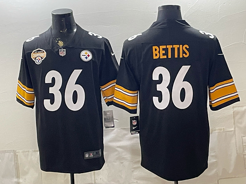 yp252597700-nfl-pit-016 Men's Pittsburgh Steelers #36 Jerome Bettis Nike Black 2026-27 Commemorative Patch Football Jersey PIT16