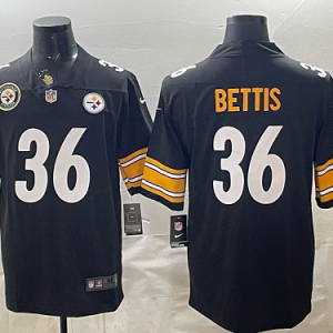 Men's Pittsburgh Steelers #36 Jerome Bettis Nike Black 2026-27 Commemorative Patch Football Jersey PIT17