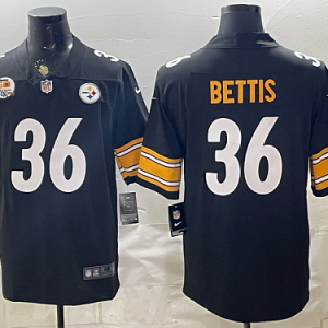 Men's Pittsburgh Steelers #36 Jerome Bettis Nike Black 2026-27 Commemorative Patch Football Jersey PIT18