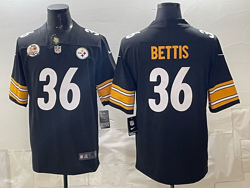 Men's Pittsburgh Steelers #36 Jerome Bettis Nike Black 2026-27 Commemorative Patch Football Jersey PIT18
