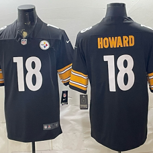 Men's Pittsburgh Steelers #18 Will Howard Nike Black 2026-27 Commemorative Patch Football Jersey PIT19