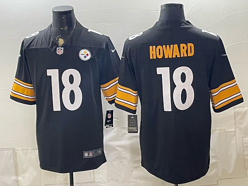 Men's Pittsburgh Steelers #18 Will Howard Nike Black 2026-27 Commemorative Patch Football Jersey PIT19