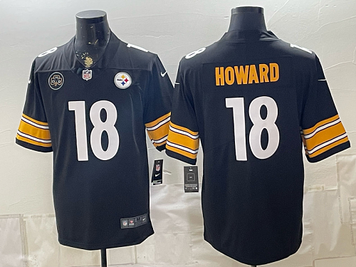 Men's Pittsburgh Steelers #18 Will Howard Nike Black 2026-27 Commemorative Patch Football Jersey PIT20