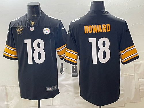 Men's Pittsburgh Steelers #18 Will Howard Nike Black 2026-27 Commemorative Patch Football Jersey PIT21