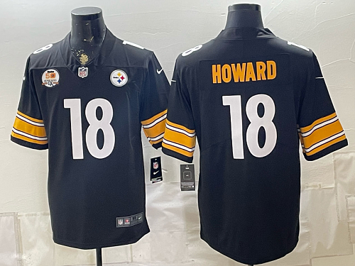 Men's Pittsburgh Steelers #18 Will Howard Nike Black 2026-27 Commemorative Patch Football Jersey PIT22