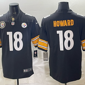 Men's Pittsburgh Steelers #18 Will Howard Nike Black 2026-27 Commemorative Patch Football Jersey PIT23