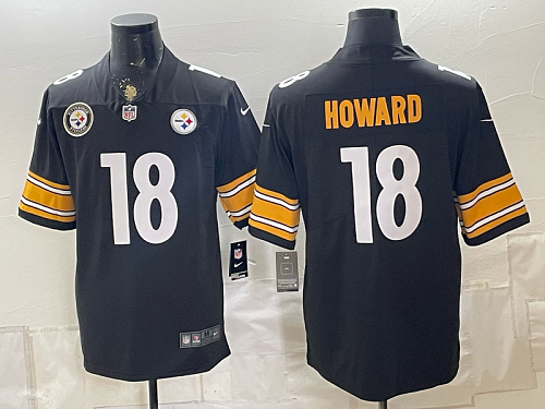 Men's Pittsburgh Steelers #18 Will Howard Nike Black 2026-27 Commemorative Patch Football Jersey PIT23