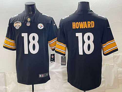 Men's Pittsburgh Steelers #18 Will Howard Nike Black 2026-27 Commemorative Patch Football Jersey PIT24