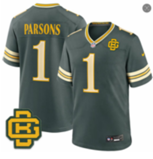 yp252804201-003 Men’s Green Bay Packers Micah Parsons #1 Nike Dark Green 2026–27 Fifth-Generation Football Jersey KKB003