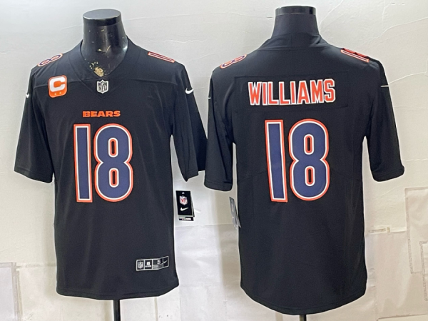 Men’s Chicago Bears Caleb Williams #18 Nike Black 2026–27 Commemorative Patch Football Jersey KKB009