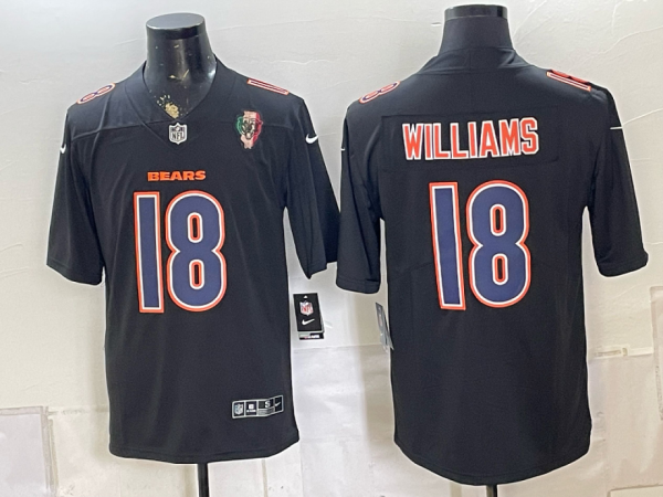 Men’s Chicago Bears Caleb Williams #18 Nike Black 2026–27 Commemorative Patch Football Jersey KKB010