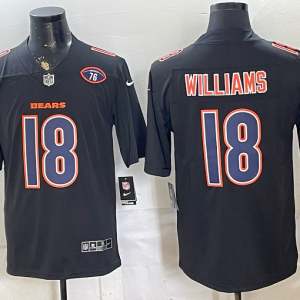 Men’s Chicago Bears Caleb Williams #18 Nike Black 2026–27 Commemorative Patch Football Jersey KKB011