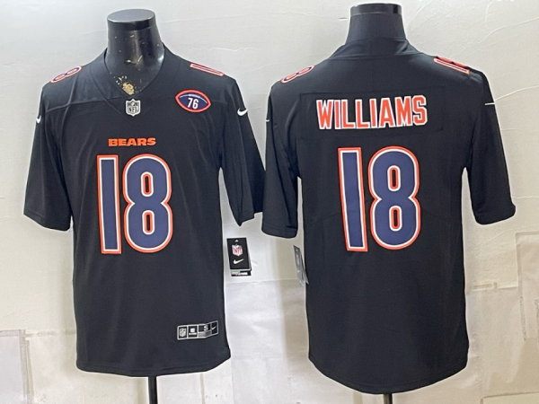 yp252804201-011 Men’s Chicago Bears Caleb Williams #18 Nike Black 2026–27 Commemorative Patch Football Jersey KKB011