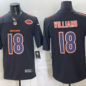 Men’s Chicago Bears Caleb Williams #18 Nike Black 2026–27 Commemorative Patch Football Jersey KKB013