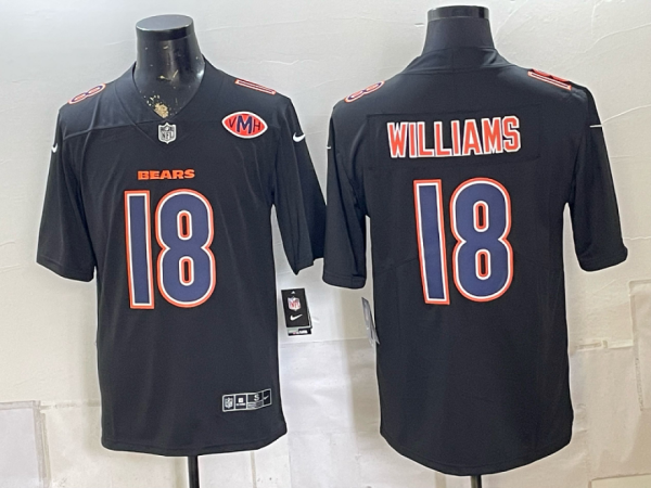 Men’s Chicago Bears Caleb Williams #18 Nike Black 2026–27 Commemorative Patch Football Jersey KKB013