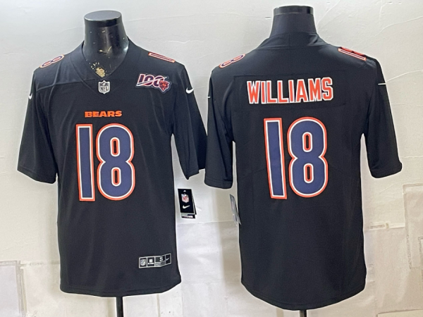 Men’s Chicago Bears Caleb Williams #18 Nike Black 2026–27 Commemorative Patch Football Jersey KKB015