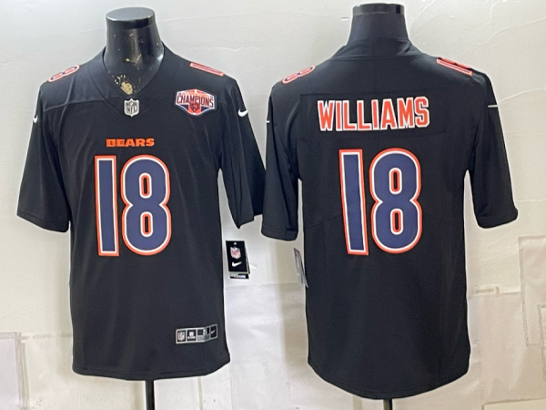 Men’s Chicago Bears Caleb Williams #18 Nike Black 2026–27 Commemorative Patch Football Jersey KKB016