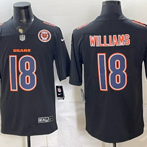 Men’s Chicago Bears Caleb Williams #18 Nike Black 2026–27 Commemorative Patch Football Jersey KKB017