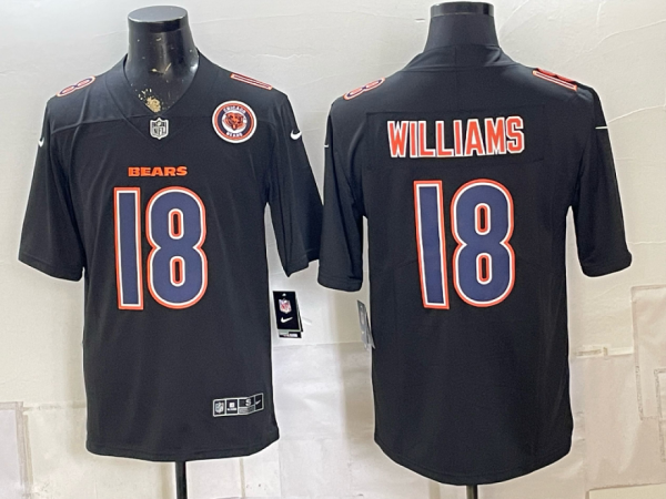 Men’s Chicago Bears Caleb Williams #18 Nike Black 2026–27 Commemorative Patch Football Jersey KKB017