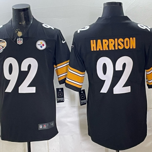 yp252804201-020 Men’s Pittsburgh Steelers James Harrison #92 Nike Black 2026–27 Commemorative Patch Football Jersey KKB020