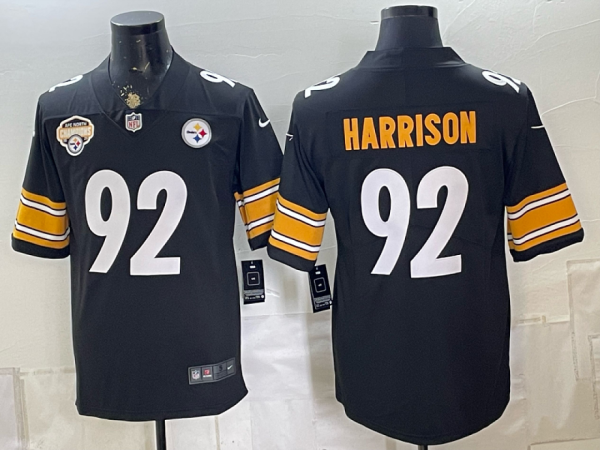 yp252804201-020 Men’s Pittsburgh Steelers James Harrison #92 Nike Black 2026–27 Commemorative Patch Football Jersey KKB020