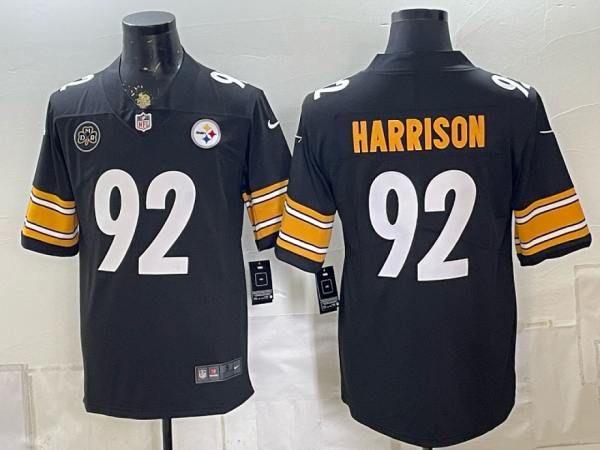 Men’s Pittsburgh Steelers James Harrison #92 Nike Black 2026–27 Commemorative Patch Football Jersey KKB022