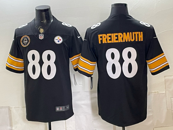 Men’s Pittsburgh Steelers Pat Freiermuth #88 Nike Black 2026–27 Commemorative Patch Football Jersey KKB026