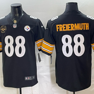 Men’s Pittsburgh Steelers Pat Freiermuth #88 Nike Black 2026–27 Commemorative Patch Football Jersey KKB028