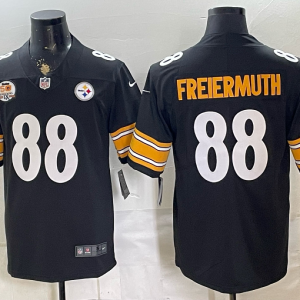 Men’s Pittsburgh Steelers Pat Freiermuth #88 Nike Black 2026–27 Commemorative Patch Football Jersey KKB029