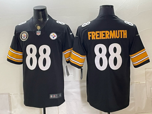 Men’s Pittsburgh Steelers Pat Freiermuth #88 Nike Black 2026–27 Commemorative Patch Football Jersey KKB030