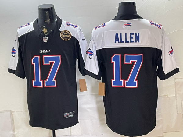 Men’s Buffalo Bills Josh Allen #17 Nike Navy and White 2026–27 Thanksgiving Third-Generation Football Jersey KKB039