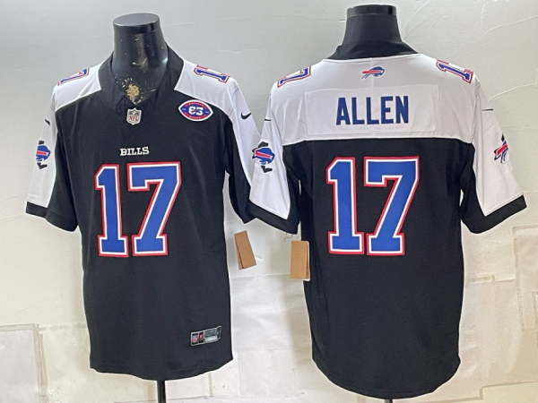 yp252804201-042 Men’s Buffalo Bills Josh Allen #17 Nike Navy and White 2026–27 Thanksgiving Third-Generation Football Jersey KKB042