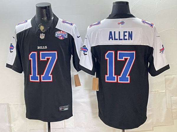 yp252804201-043 Men’s Buffalo Bills Josh Allen #17 Nike Navy and White 2026–27 Thanksgiving Third-Generation Football Jersey KKB043
