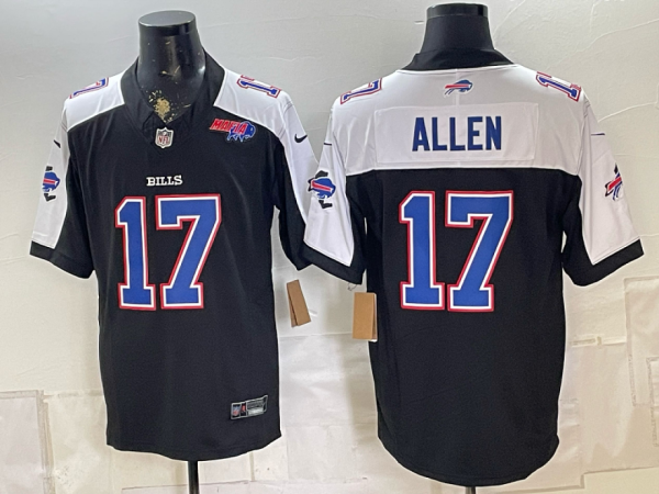 Men’s Buffalo Bills Josh Allen #17 Nike Navy and White 2026–27 Thanksgiving Third-Generation Football Jersey KKB046