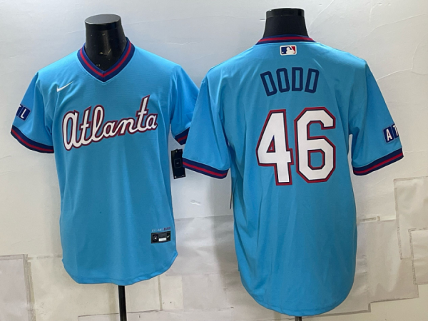 Men’s Atlanta Braves Dylan Dodd #46 Nike Powder Blue 2026–27 Special Edition Baseball Jersey KKB051
