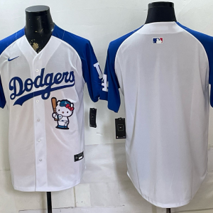 Men’s Los Angeles Dodgers Nike White and Blue 2026–27 Hello Kitty Baseball Jersey KKB055