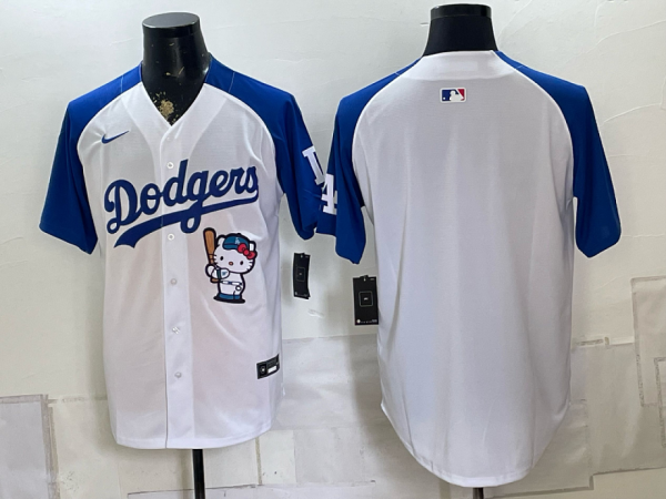 yp252804201-055 Men’s Los Angeles Dodgers Nike White and Blue 2026–27 Hello Kitty Baseball Jersey KKB055