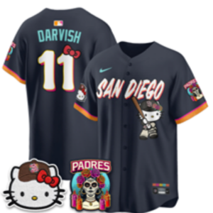 Men’s San Diego Padres Yu Darvish #11 Nike Navy 2026–27 Hello Kitty Tucson Baseball Jersey KKB061