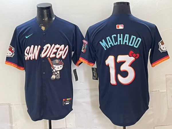 Men’s San Diego Padres Manny Machado #13 Nike Navy 2026–27 Hello Kitty Tucson Baseball Jersey KKB062