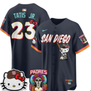 Men’s San Diego Padres Fernando Tatis Jr. #23 Nike Navy 2026–27 Hello Kitty Tucson Baseball Jersey KKB065