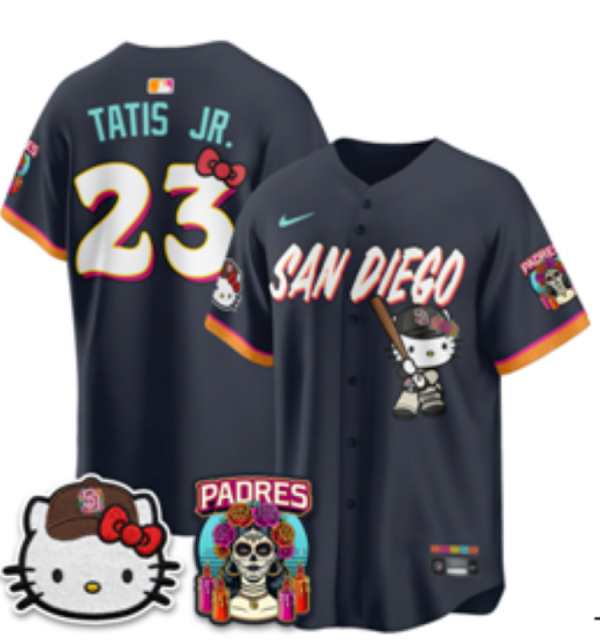Men’s San Diego Padres Fernando Tatis Jr. #23 Nike Navy 2026–27 Hello Kitty Tucson Baseball Jersey KKB065