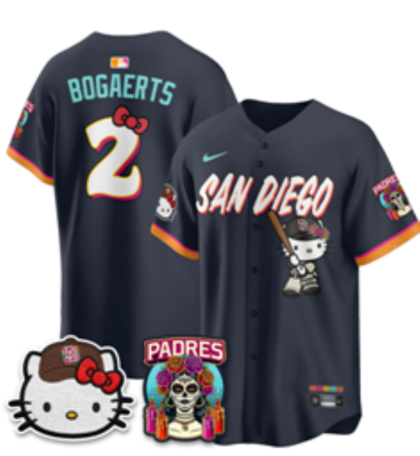 Men’s San Diego Padres Xander Bogaerts #2 Nike Navy 2026–27 Hello Kitty Tucson Baseball Jersey KKB071