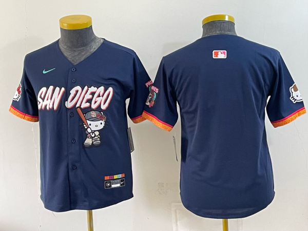Youth San Diego Padres Nike Navy 2026–27 Hello Kitty Tucson Baseball Jersey KKB072